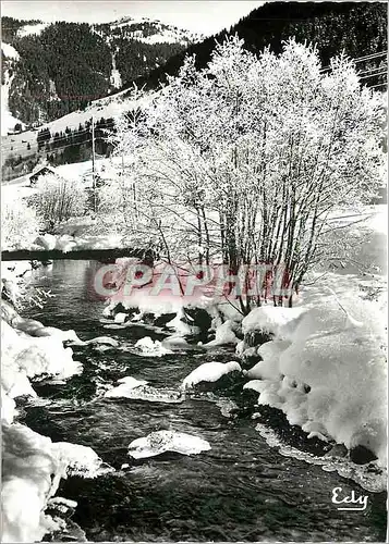 Moderne Karte Image de chez nous en hiver Ruisseau sous la neige