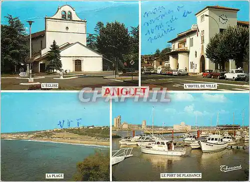Cartes postales moderne Anglet L'Eglise L'Hotel de Ville La Plage Le Port de Plaisance