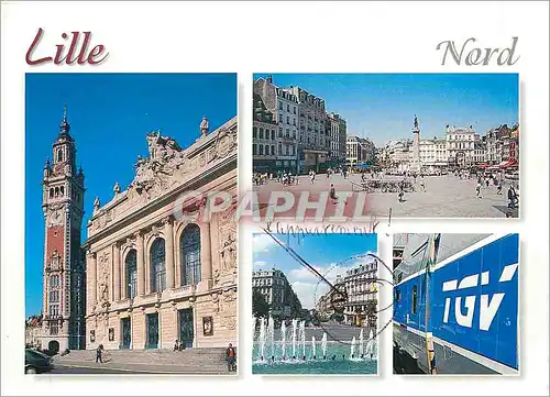 Cartes postales moderne Lille Nord L'Opera et la nouvelle Bourse place du theatre