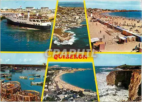 Moderne Karte Presqu'ile de Quiberon Le courriere de Belle Ile la Plage le Pont Marche la place Hoche et l'arc