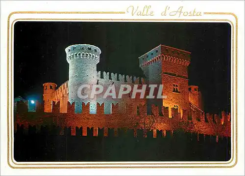 Moderne Karte Vallee d'Aosta Chateau de Fenis la nuit