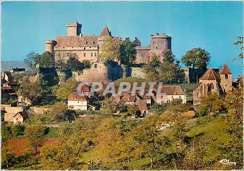 Moderne Karte Le chateau de Castelnau Bretenoux Lot et la collegiale