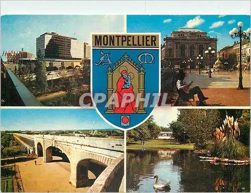 Cartes postales moderne Montpellier Herault Le Polygone Place de l'Oeuf L'Aqueduc Les jardins de l'Esplanade