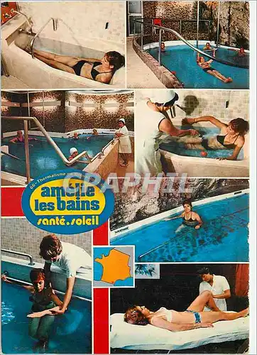 Cartes postales moderne Amelie les Bains Thermalisme au soleil De gauche a droite Bain simple en baignore Piscine Hommes