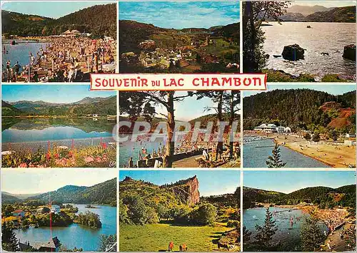 Moderne Karte Lac Chambon de gauche a droite La Plage Vue generale Ecchappee sur le lac