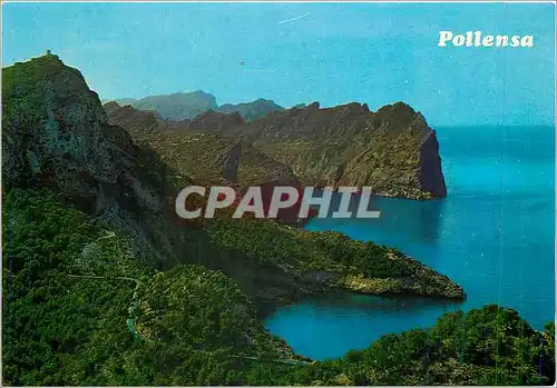 Moderne Karte Mallorca Baleares Espana Pollensa Vista aerea de la costa en la ruta a Formentor