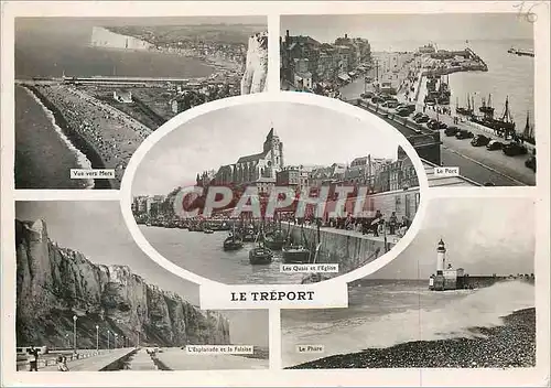 Cartes postales moderne Le Treport Vue vers Mers Le port Bateaux L'esplanade et la falaise Le phare