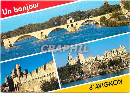 Cartes postales moderne Avignon Vaucluse Le pont St Benezet Les remparts Le Palais des Papes