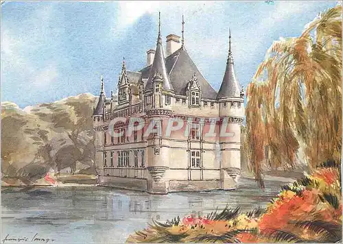 Cartes postales moderne Aquarelle Chateaux de la Loire Azay le Rideau I et L L'une des plus belles reussites de la premi