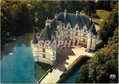 Moderne Karte Azay le Rideau I et L Contre jour sur le Chateau