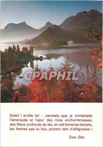 Moderne Karte Lac d'Annecy Matin romantique au petit lac Le massif des Bauges Talloires et Duingt