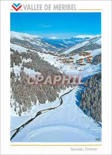 Moderne Karte En Tarentaise vallee de Meribel Savoie Mottaret Le lac de Tudea gele en fond la station