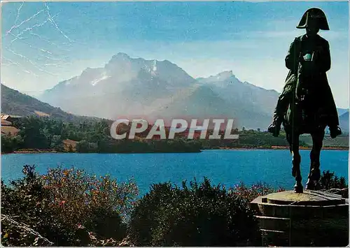 Cartes postales moderne Route Napoleon Laffrey Le Monument de Napoleon le lac et au fond l'Obiou