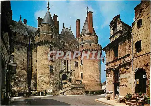 Moderne Karte Langeais Indre et Loire L'entree du chateau A droite la maison dite de Rabelais