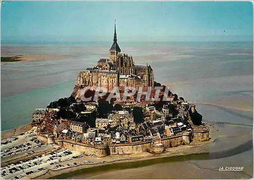 Moderne Karte Le Mont Saint Michel Manche Vu d'avion