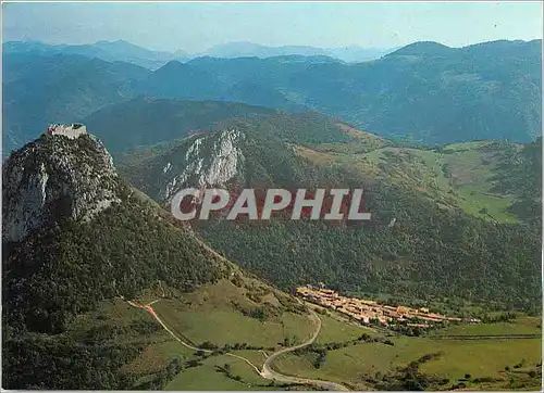 Cartes postales moderne Montsegur Ariege Vue aerienne du chateau cathare et du village