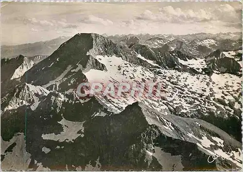 Moderne Karte Vue aerienne du Mont Valier En avant le long de la Crete Mont Vaillerat et le Col de Cruzous