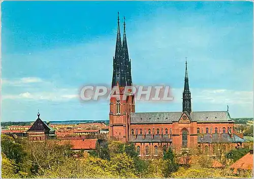 Cartes postales moderne Uppsala Domkyrkan och Trefaldighetskyrkan fran Slottet