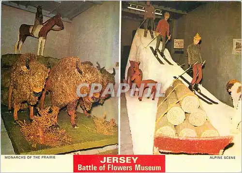 Moderne Karte Jersey Battle of Flowers Museum La Robeline Mont des Corvels St Ouen