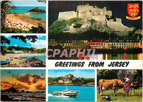 Moderne Karte Greetings from Jersey Channel Islands
