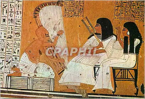 Cartes postales moderne Deir El Medina Tomb of Noble Anher Khaou Le couple ecoutant le chant du harpiste