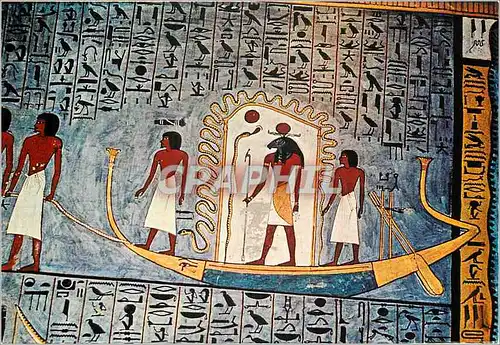 Cartes postales moderne Tomb of King Ramses I La barque de Ra halee dans le Monde inferieur