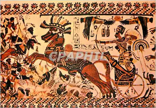 Cartes postales moderne Le Musee Egyptien Le Caire Tutankhamens Treasures Le Roi luttant l'ennemi asiatique