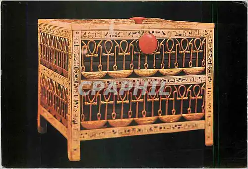Cartes postales moderne Tut Ankh Amen Treasures Bahut en bois decore avec des symbols en ivoire