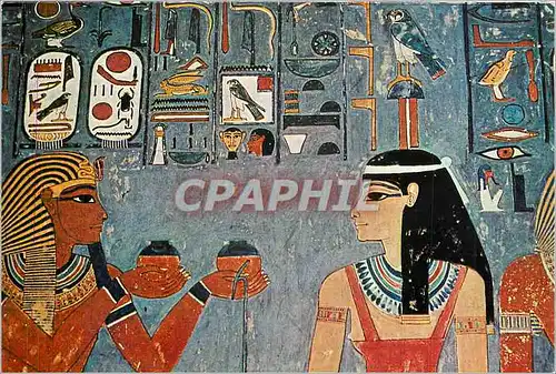 Cartes postales moderne Tomb of King Harembab Le roi offrant du vin a Hathor deesse de l'occident