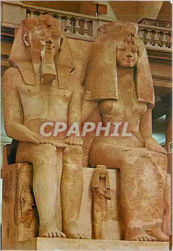 Moderne Karte Le Musee Egyptien Le Caire Amenophis III mit Gemahlin Teye