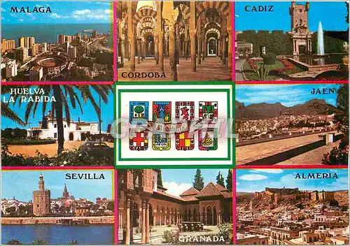 Cartes postales moderne Malaga Cordoba Cadiz Huelva la Rabida Jaen Sevilla Almeria Granada Andalucia