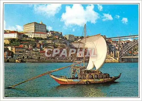 Moderne Karte Porto Portugal Le Doure Vue de Porto et bateau Rabelo
