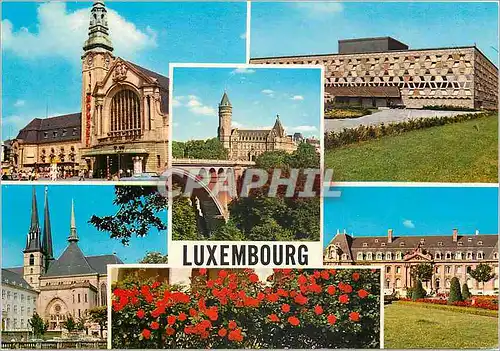 Cartes postales moderne Luxembourg Gare Centrale theatre Municipal Cathedrale et Athenee Grand Ducal Arbed Siege Social