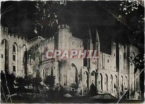 Moderne Karte Avignon Vaucluse Palais des Papes Vue partielle la Nuit