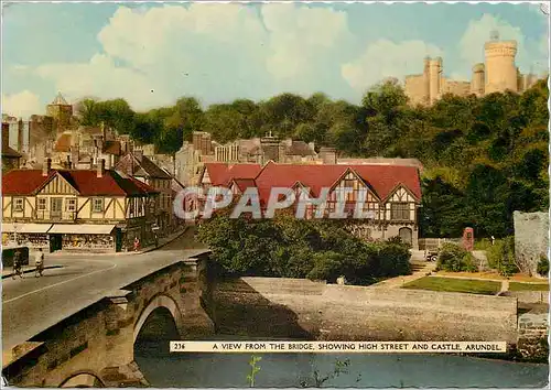 Cartes postales moderne A view from the bridge showing high street and castle Arundel