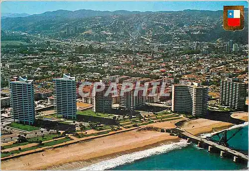 Moderne Karte Vina del Mar Vista aerea parcial de la ciudad