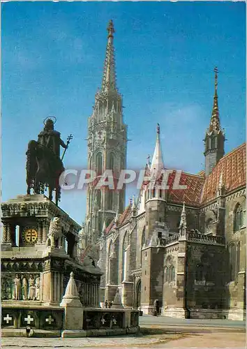 Cartes postales moderne Budapest Matthias Church with St Stephens Statue