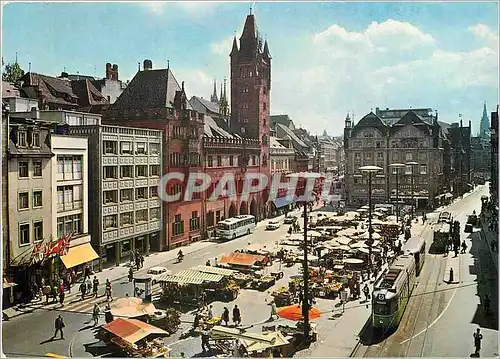 Moderne Karte Basel Place du Marche et l'Hotel de Ville Tramway