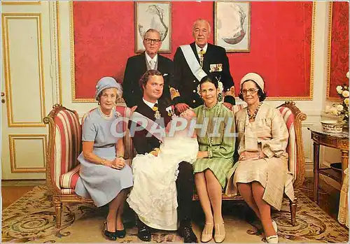 Moderne Karte HM King Carl XVI Gustaf HM Queen Silvia and HRH Princess Victoria HRH Prince Bertil and HRH Prin