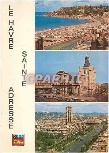 Cartes postales moderne Le Havre Sainte Adresse Le Cap de la Heve et la Plage La Cathedrale Notre Dame