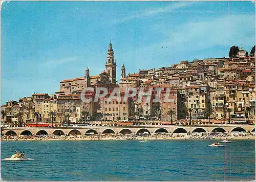 Cartes postales moderne Menton Alpes Maritimes La plage des Sablettes devant la Vieille Ville