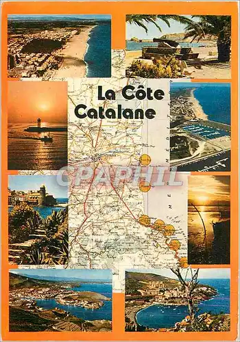 Moderne Karte La Cote Catalane Canet Plage Coilioure Port Vendres Banyuls Saint Cyprien Cerbere