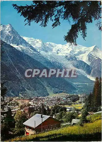 Moderne Karte Chamonix Mont Blanc Hte Savoie Vue generale Massif du Mont Blanc