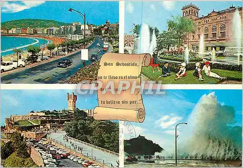 Cartes postales moderne San Sebastian Vista Parcial Jardines de la Reina Regente Monte Igueldo Temporal en el Paseo Nuev