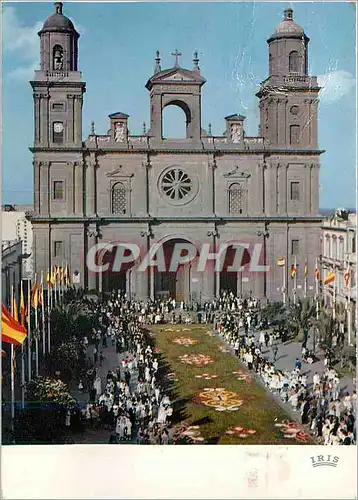 Cartes postales moderne Les Palmas de Gran Canaria La Cathedrale et les tapis de fleurs de la Fete Dieu