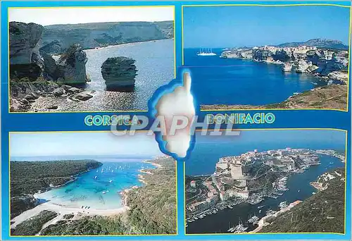 Moderne Karte Souvenir de Corse Le grain de sable Les falaises L'anse de Paraguano La citadelle