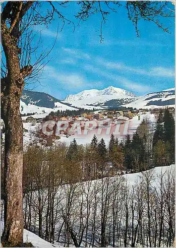 Moderne Karte Megeve Hte Savoie Vue generale Dans le fond le Mont Blanc