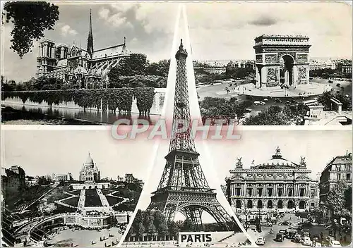 Cartes postales moderne Paris Vue sur Notre Dame L'Abside L'Arc de Triomphe et la Place de l'Etoile La Tour Eiffel La Ba