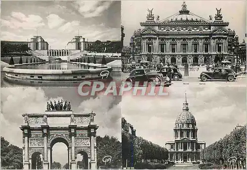 Cartes postales moderne Paris Le Palais de Chaillot le theatre de l'Opera larc de triomphe du Carrousel et le dome des I