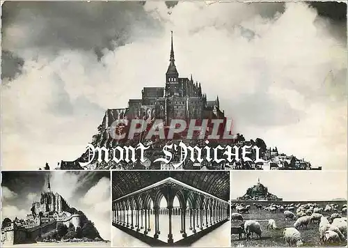 Cartes postales moderne Le Mont Saint Michel Vue generale Les Remparts et la Merveille Le Cloitre Les Pres Sales